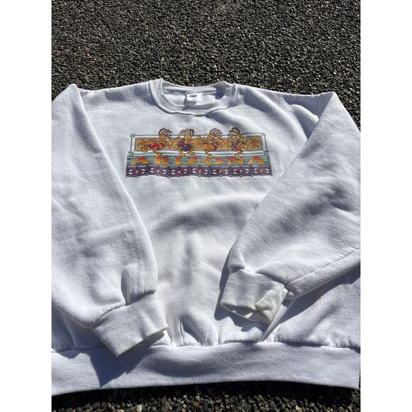 Arizona Santa Fe Tribal Dancer crewneck white sweatshirt Large - Picture 3 of 5